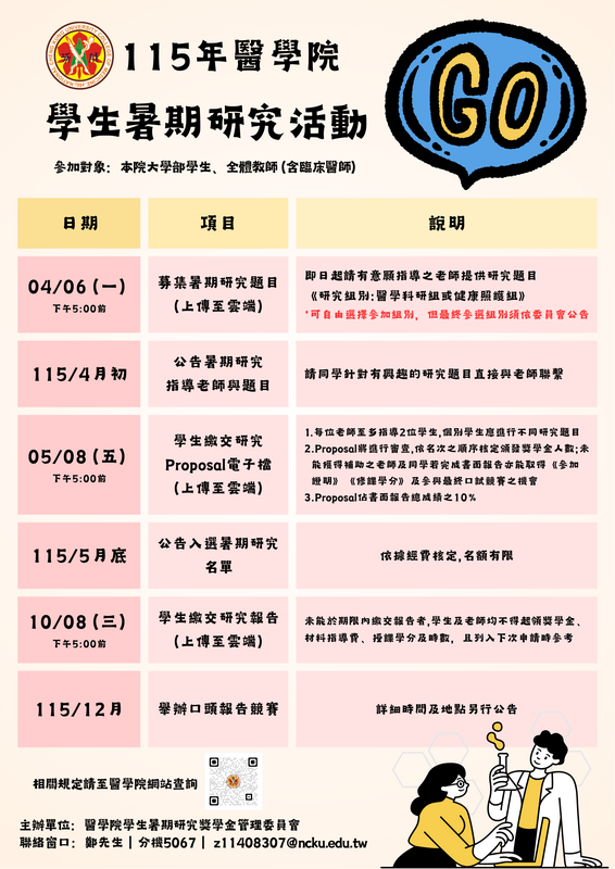 115年暑研開始囉